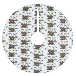 Funny vultures humour cartoon brushed polyester tree skirt