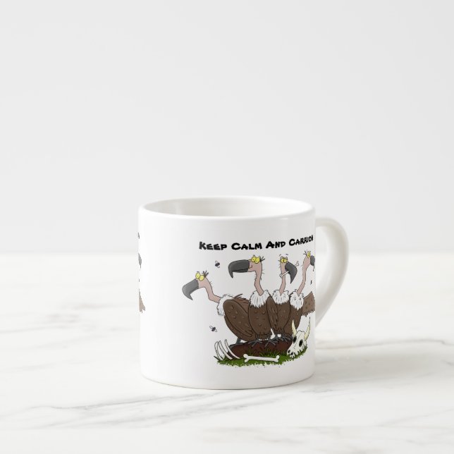 Funny vultures humour cartoon espresso cup (Front Right)