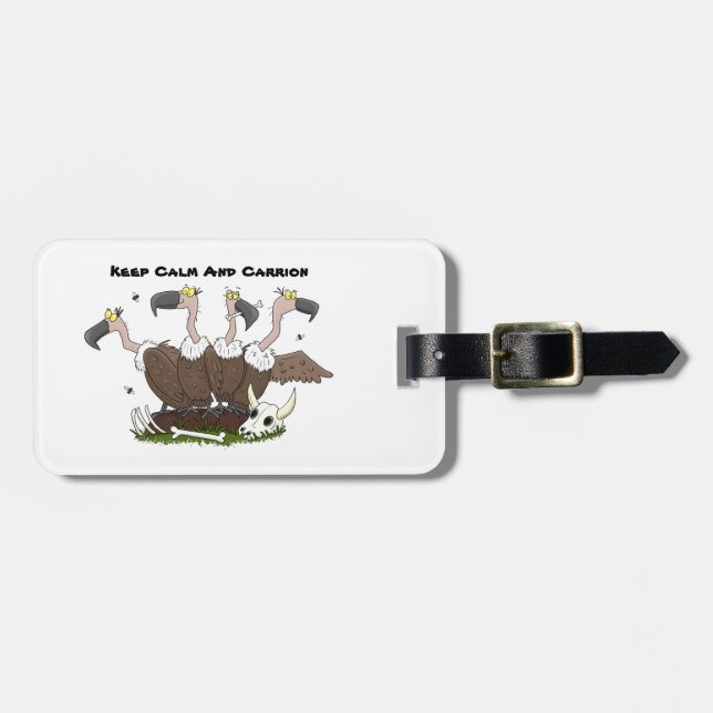 Funny vultures humour cartoon luggage tag (Front Horizontal)