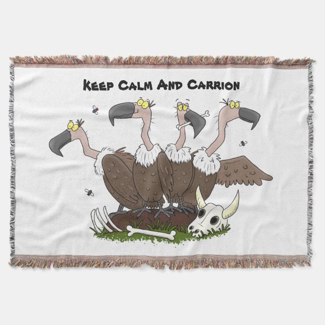 Funny vultures humour cartoon throw blanket (Front)
