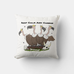 Funny vultures humour cartoon throw pillow