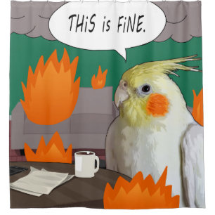 Funny Wacky Cockatiel Meme This is Fine Green Fire