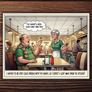 Funny Waitress Life Restaurant Humour  Postcard