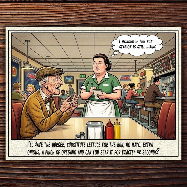 Funny Waitress Life Restaurant Humour  Postcard (Creator Uploaded)