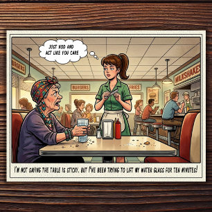 Funny Waitress Life Restaurant Humour  Postcard