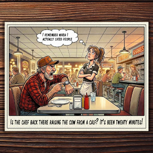Funny Waitress Life Restaurant Humour  Postcard