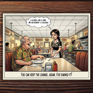 Funny Waitress Life Restaurant Humour  Postcard