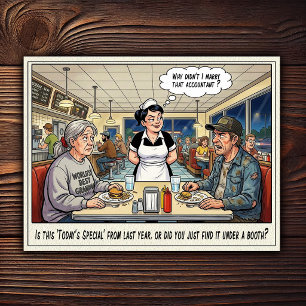 Funny Waitress Life Restaurant Humour  Postcard