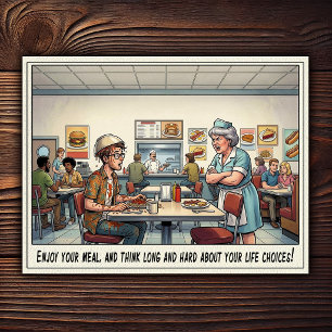Funny Waitress Life Restaurant Humour  Postcard