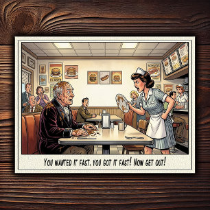 Funny Waitress Life Restaurant Humour Postcard