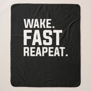 Funny Wake Fast Repeat Graphic Sarcastic Sherpa Blanket