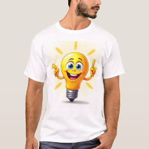 Funny Walking Cartoon Light Bulb Illustration T-Shirt