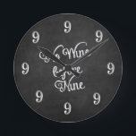 Funny Wall Clock - No Wine before Nine Chalkboard<br><div class="desc">Funny Wall Clock in black and white chalkboard design. Text on the clock says No Wine before Nine and all the numbers are 9! Perfect christmas gift, holiday gift, housewarming gift, father's day gift! Visit our Designkandy Store for a selection of matching products! Please contact us if you need more...</div>