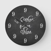 Funny Wall Clock - No Wine before Nine Chalkboard