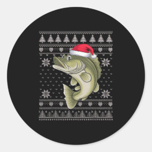 Funny Walleye Fish Ugly Christmas Sweater Santa Xm Classic Round Sticker