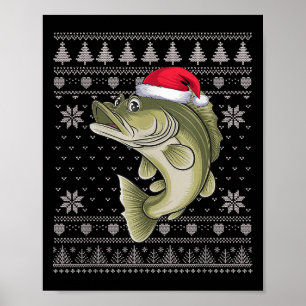 Funny Walleye Fish Ugly Christmas Sweater Santa Xm Poster