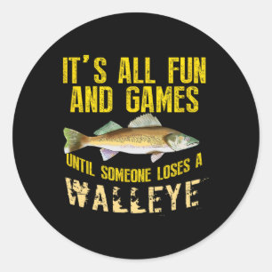 Funny Walleye Fishing Freshwater Fish Graphic Men Classic Round Sticker