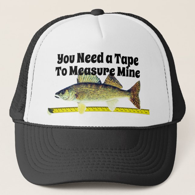 Funny Walleye Pike and Tape Measure Trucker Hat (Front)