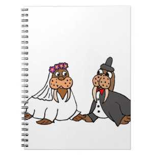 Funny Walrus Bride and Groom Wedding Notebook