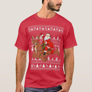 Funny Walrus Lover Santa Riding Walrus Ugly Christ T-Shirt