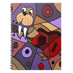 Funny Walrus Playing Guitar Abstract Notebook