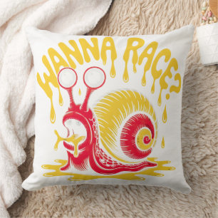 Funny Wanna Race? Snail Ironic Humor Throw Pillow