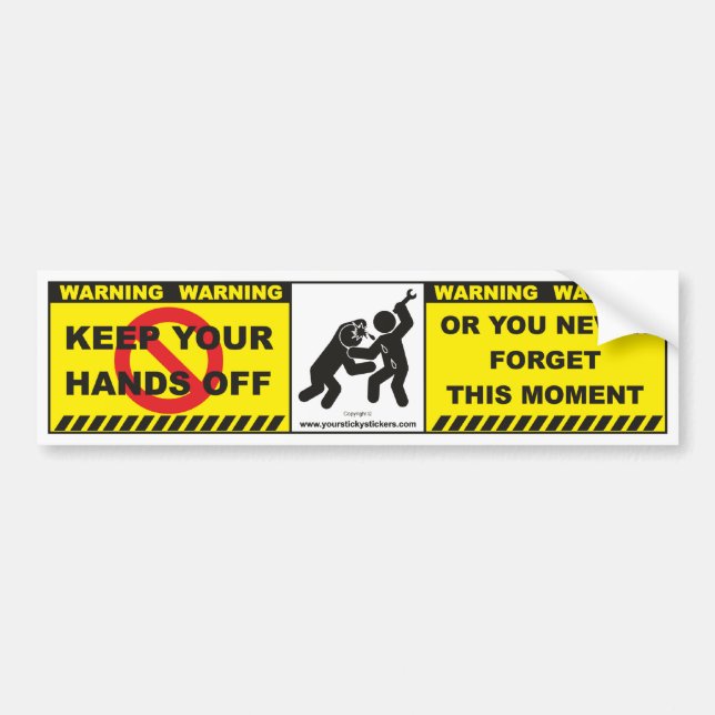 Funny Warning Bumper Sticker Decal Label A12 (Front)