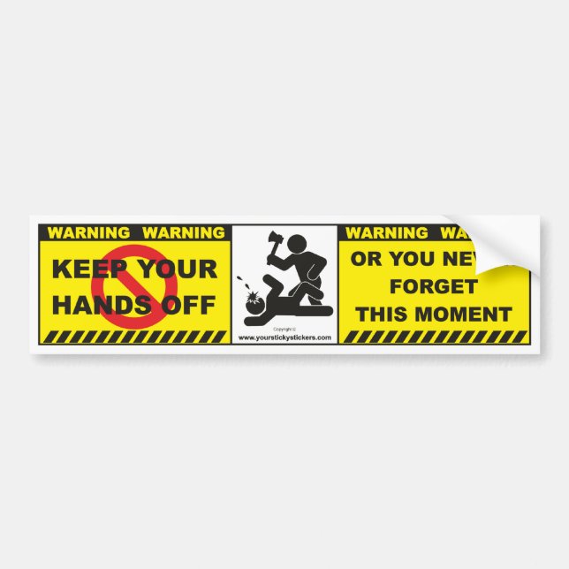 Funny Warning Bumper Sticker Decal Label A9 (Front)