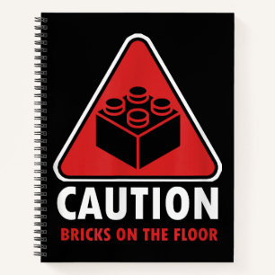 Funny Warning Caution Building Blocks Bricks On Fl Notebook