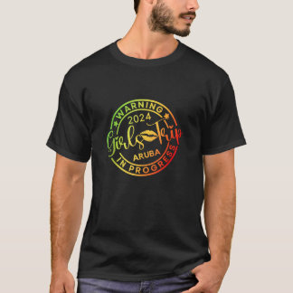 Funny Warning Girls Trip 2024 Aruba Best Friends V T-Shirt