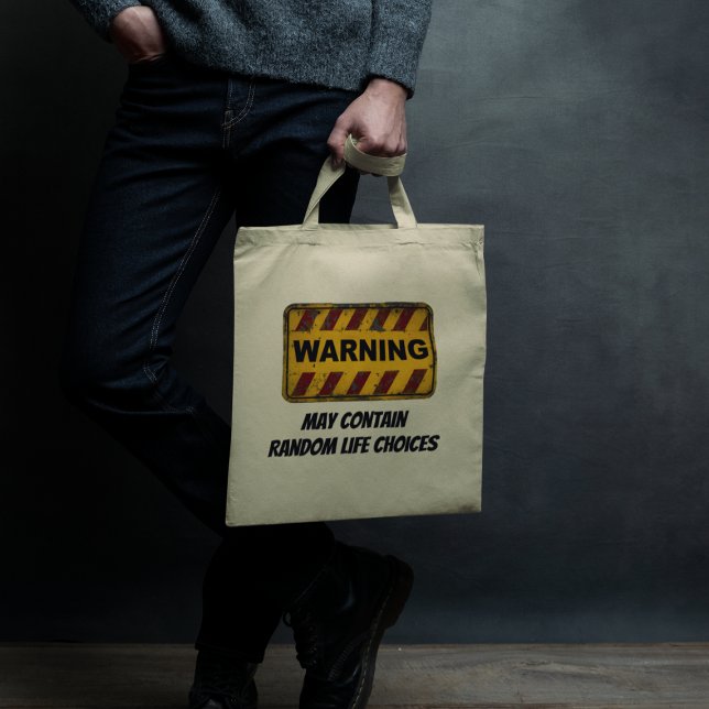 Funny Warning Sign with Customizable Typography Tote Bag (Creator Uploaded)