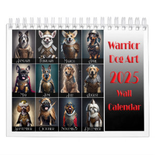 Funny Warrior Dog Lovers 2025 Wall Calendar