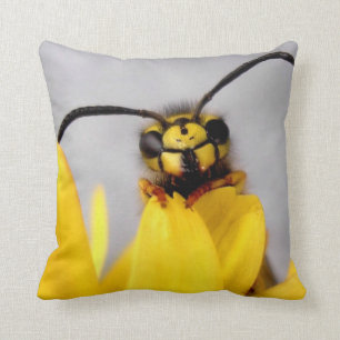 Funny Wasp Throw Pillows