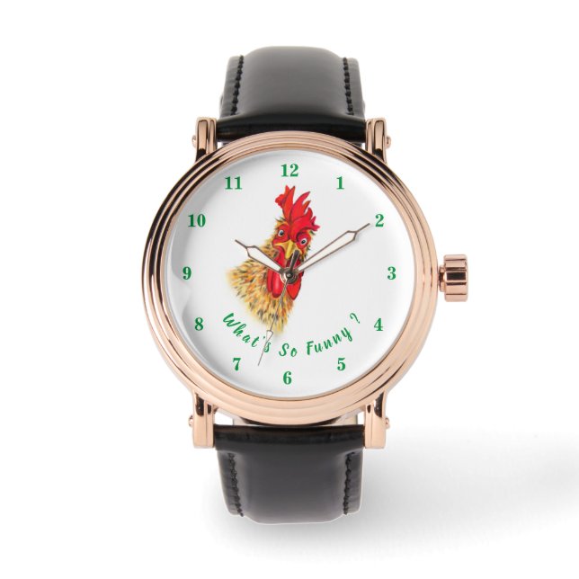 Funny Watch Gift with Surprised Rooster (Front)