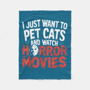 Funny Watch Horror Movie Fan - Halloween Cat Lover Fleece Blanket