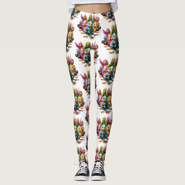 Funny Watch the Birdies Shutterbugs Leggings (Front)