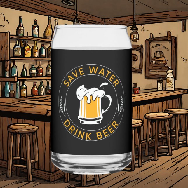 Funny water beer word art drinking can glass (Creator Uploaded)