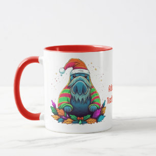 Funny Water Colour Walrus Santa Christmas Party Re Mug
