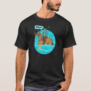 Funny Water Polo Player on Horse Playing Water Pol