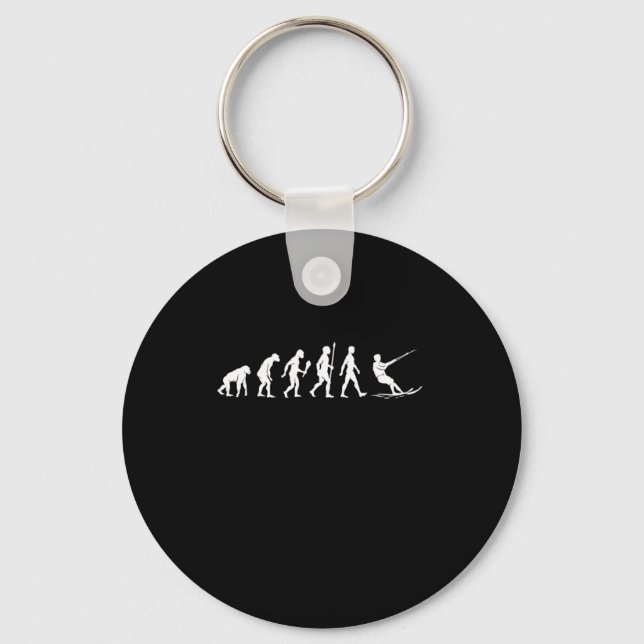 Funny Water Skiing Evolution Skiing Gift Idea Keychain (Front)