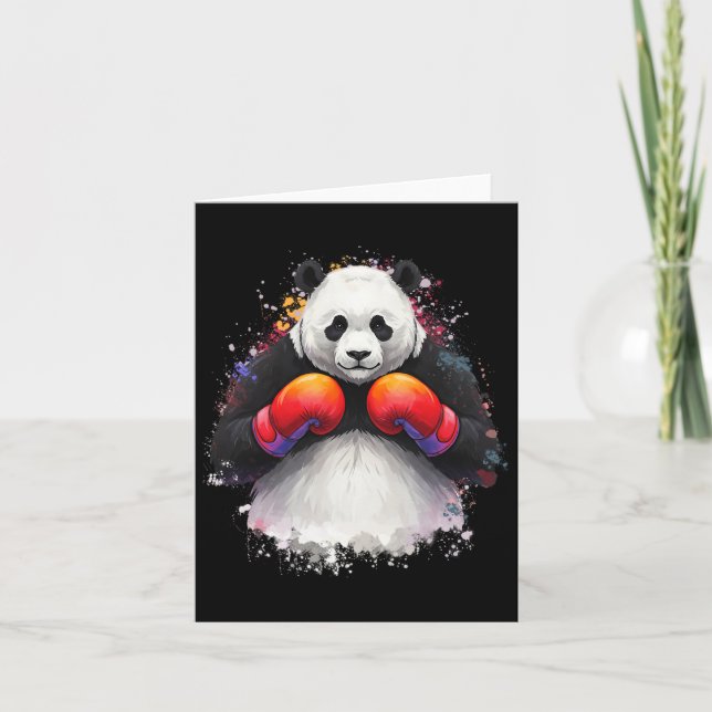 Funny Watercolor Art Boxing Panda Boxer With Boxin Card (Front)