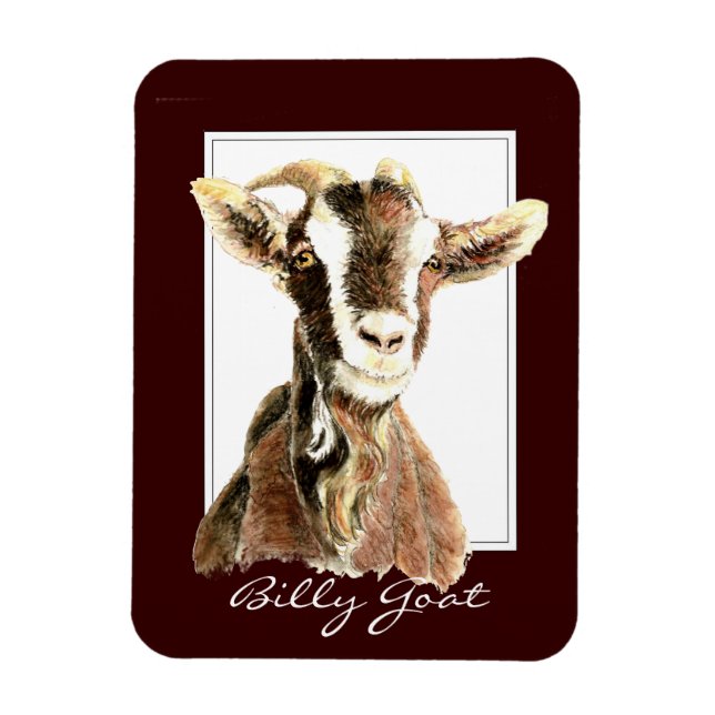 Funny Watercolor  Billy Goat Animal Magnet (Vertical)