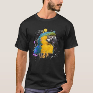 Funny Watercolor Blue And Gold Macaw Parrot Bird T-Shirt