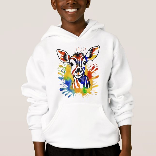 Funny watercolor colourful antelope (Front)