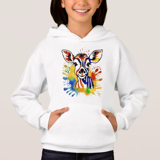 Funny watercolor colourful antelope (Front)