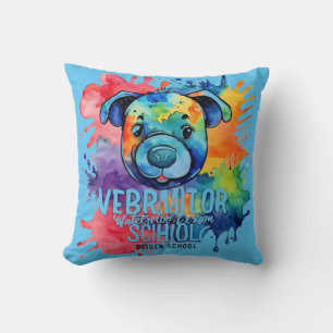 Funny watercolor colourful dog throw pillow