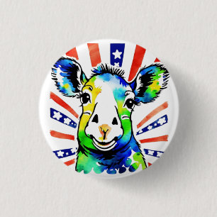 Funny watercolor colourful sheep 1 inch round button