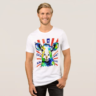 Funny watercolor colourful sheep Tri-Blend shirt