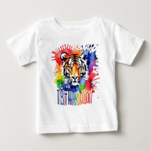 Funny watercolor colourful tiger baby T-Shirt