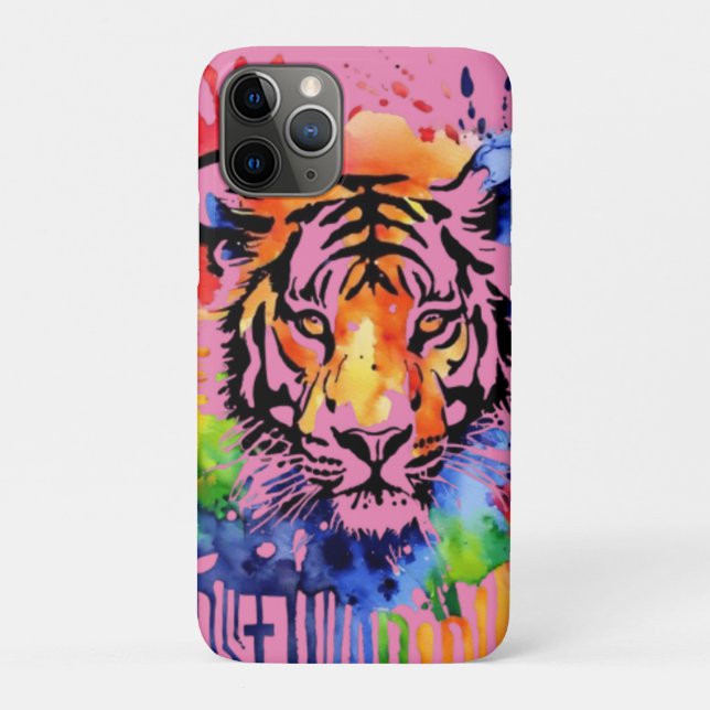Funny watercolor colourful tiger Case-Mate iPhone case (Back)